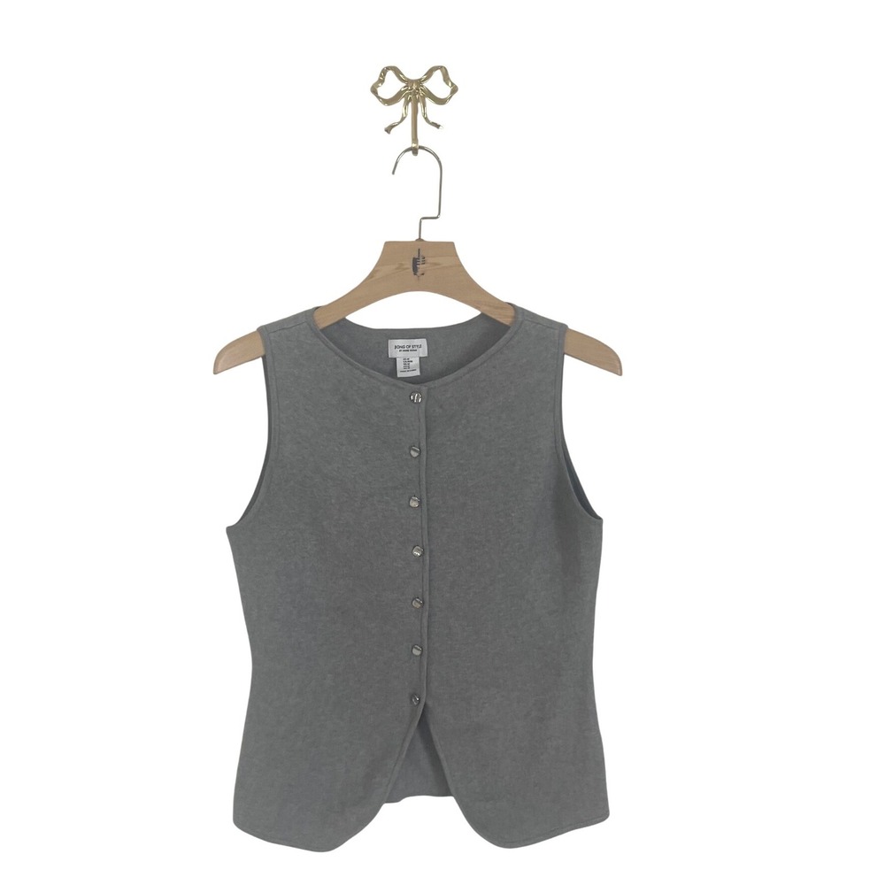 Song of Style Aimee Song Grey Knit Button Front Vest Sleeveless Cardigan Medium
